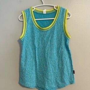 Ripzone youth xs Blue geometric doodle print sleeveless Tank Top w green trim